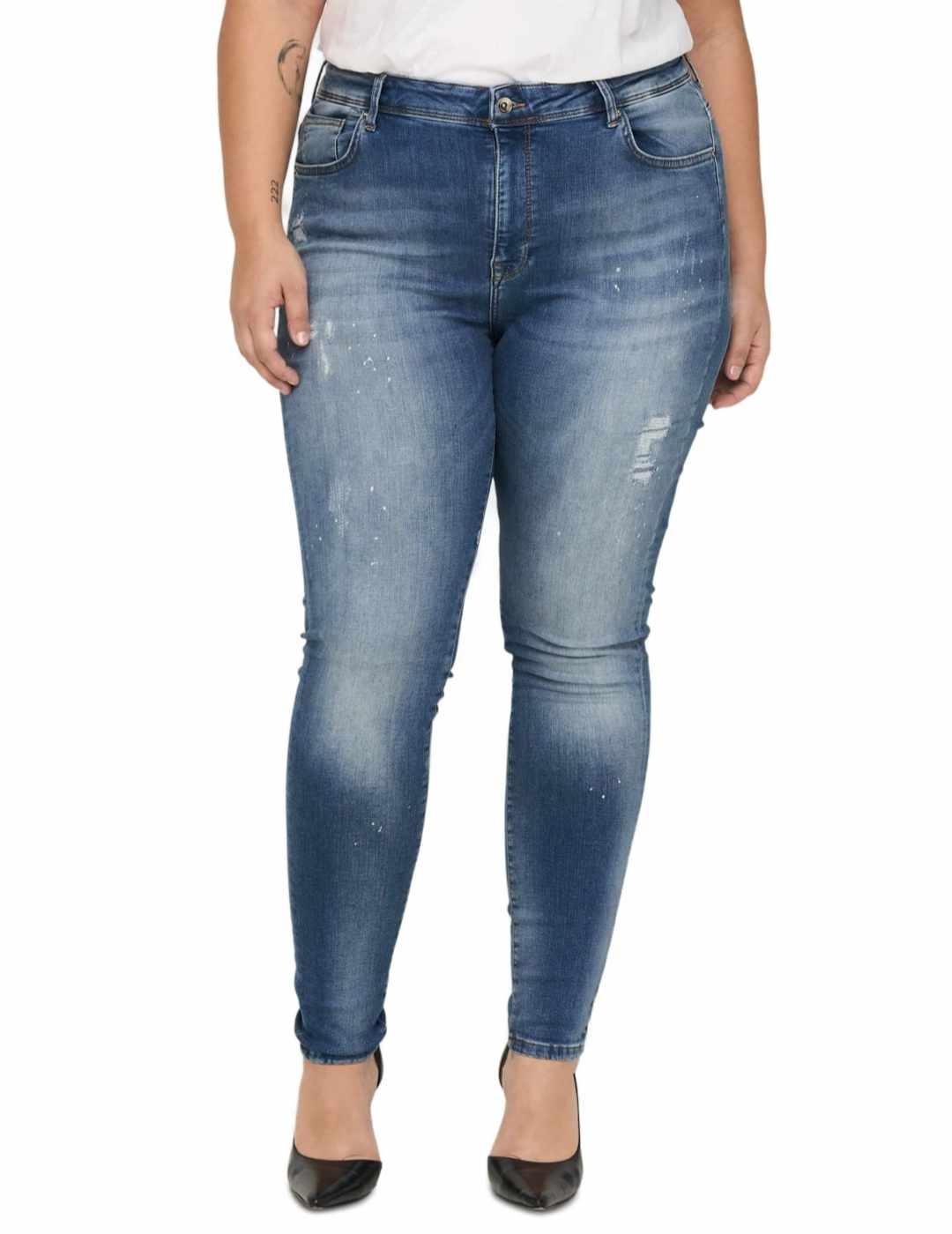 Pantalon vaquero Only Carmakoma Maya azul rotos para mujer