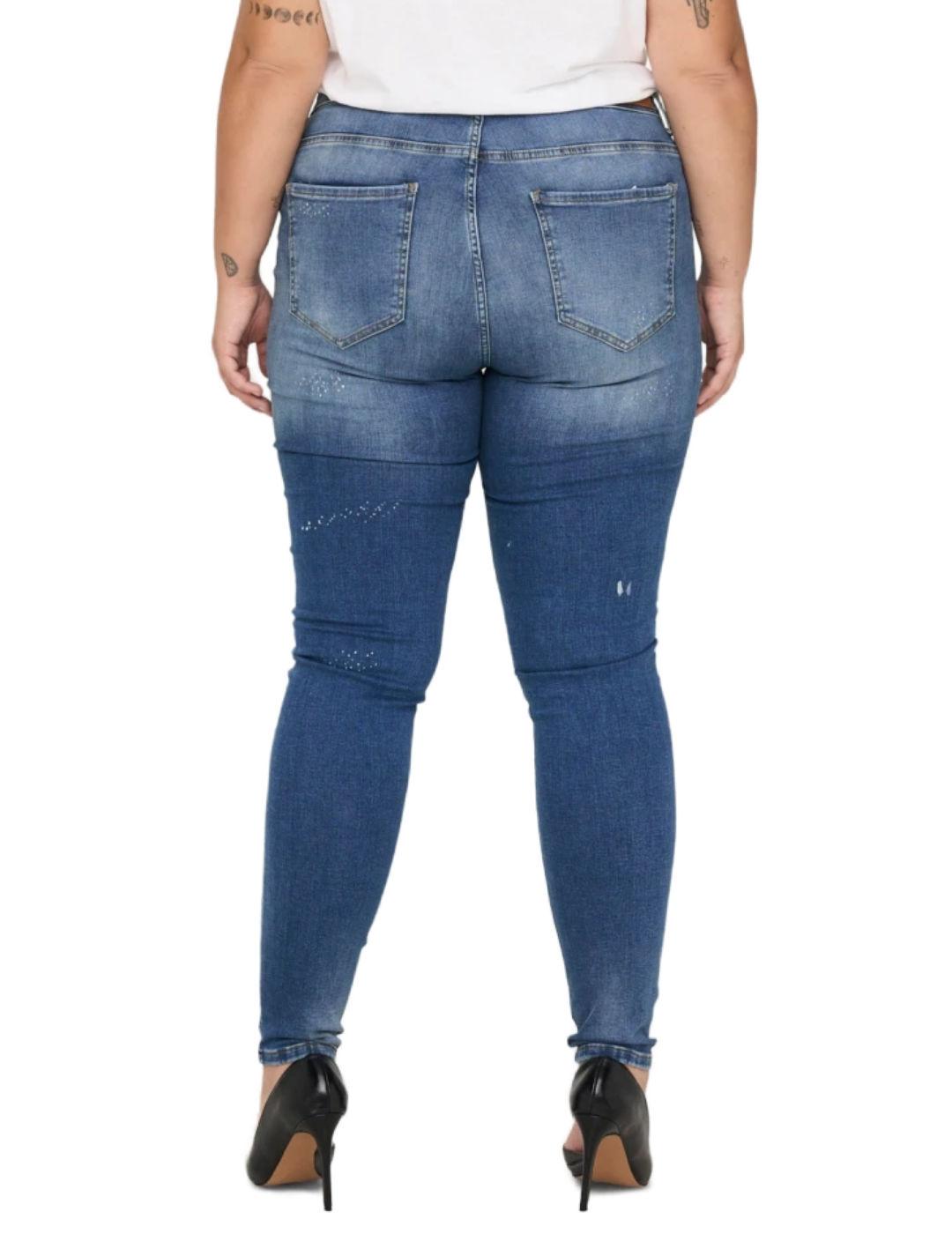 Pantalon vaquero Only Carmakoma Maya azul rotos para mujer