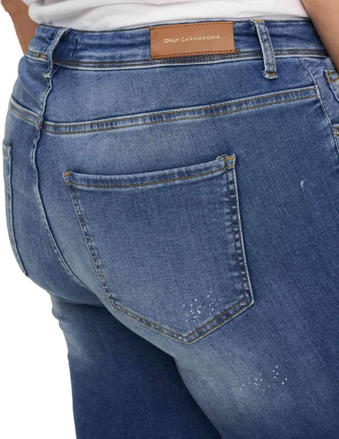 Pantalon vaquero Only Carmakoma Maya azul rotos para mujer