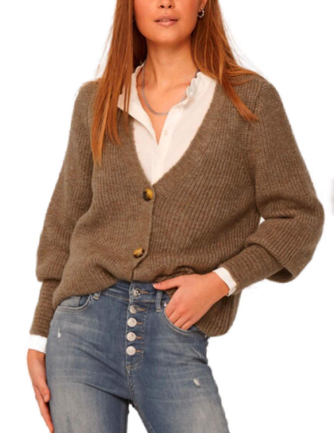 Cardigan Only Clare marrón claro cierre botones para mujer