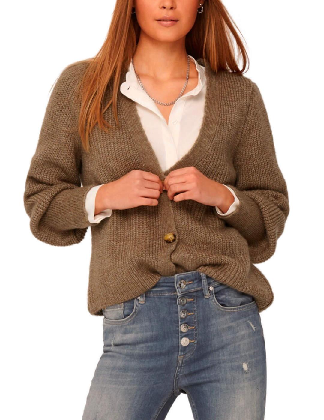 Cardigan Only Clare marrón claro cierre botones para mujer