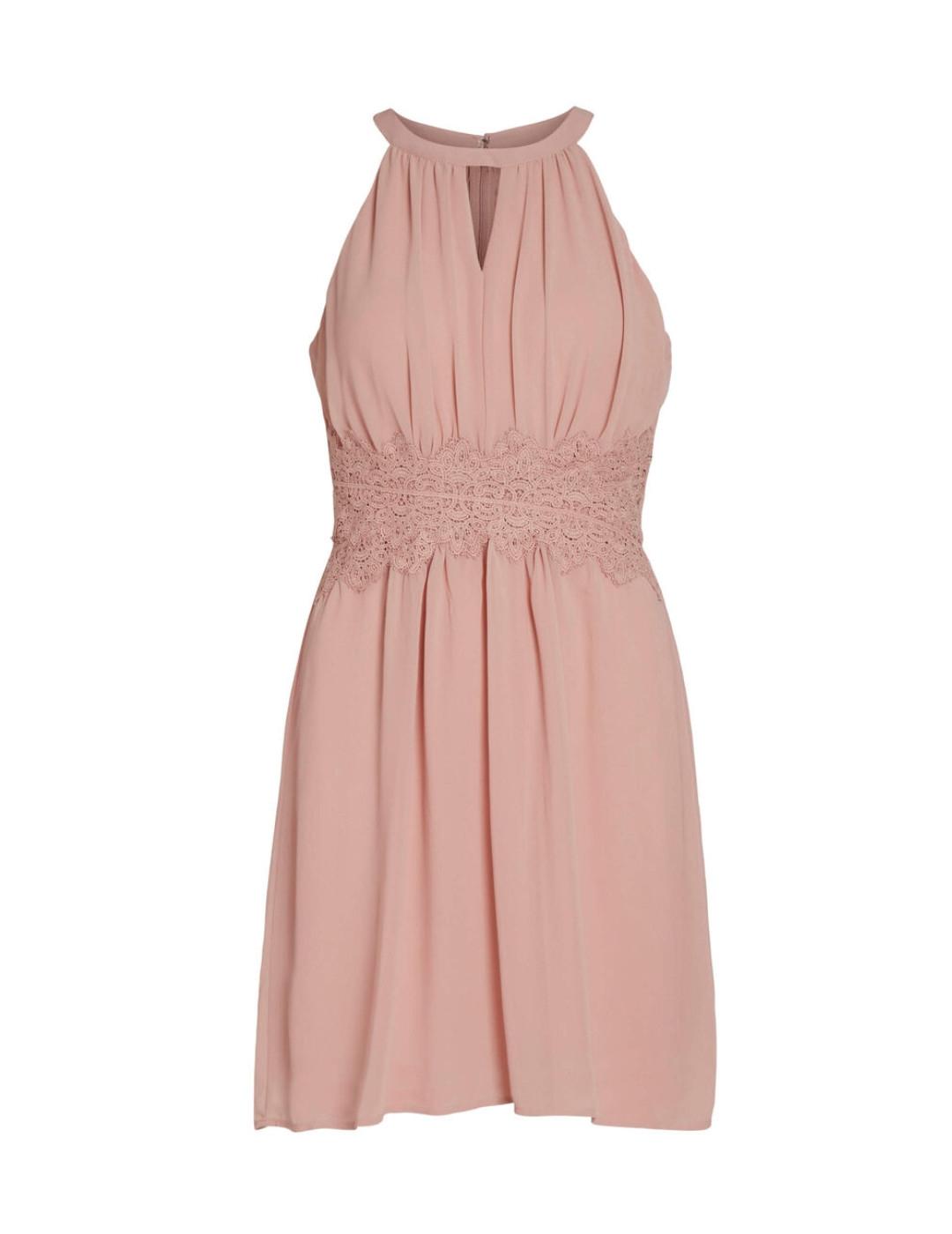 Vestido Vila rosa palo corto cuello halter para mujer