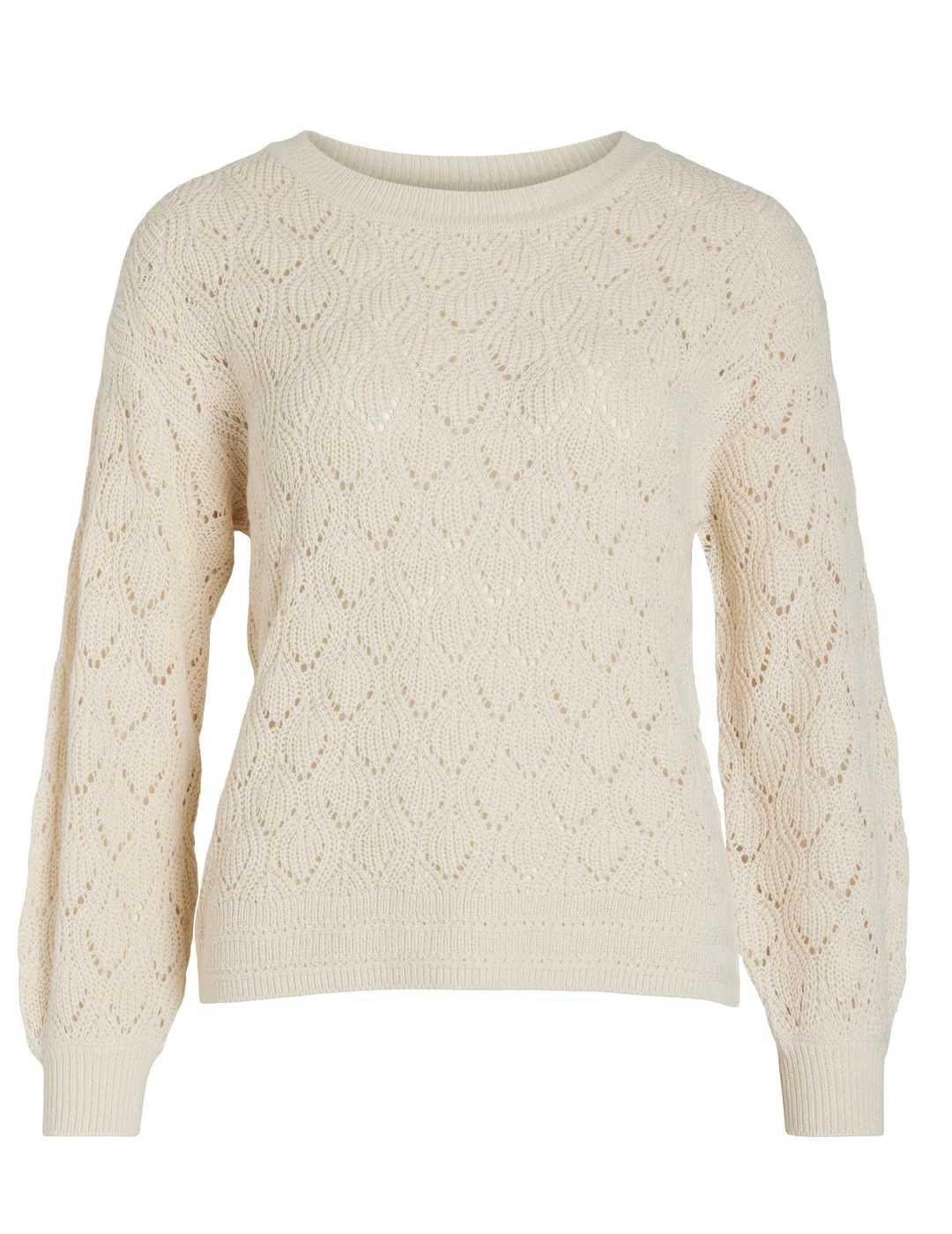 Jersey Vila crochet ochos calados en color baige de mujer
