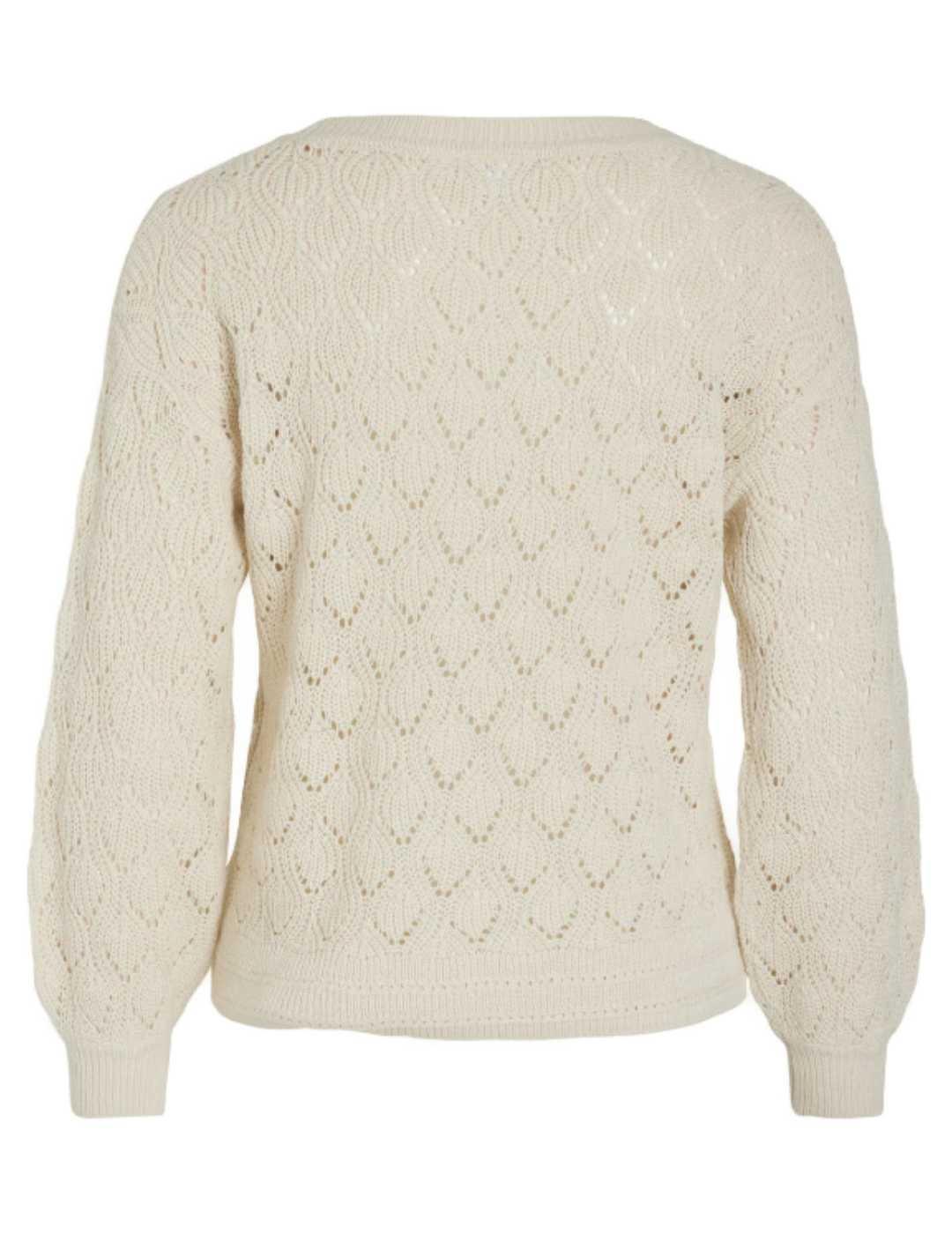 Jersey Vila crochet ochos calados en color baige de mujer
