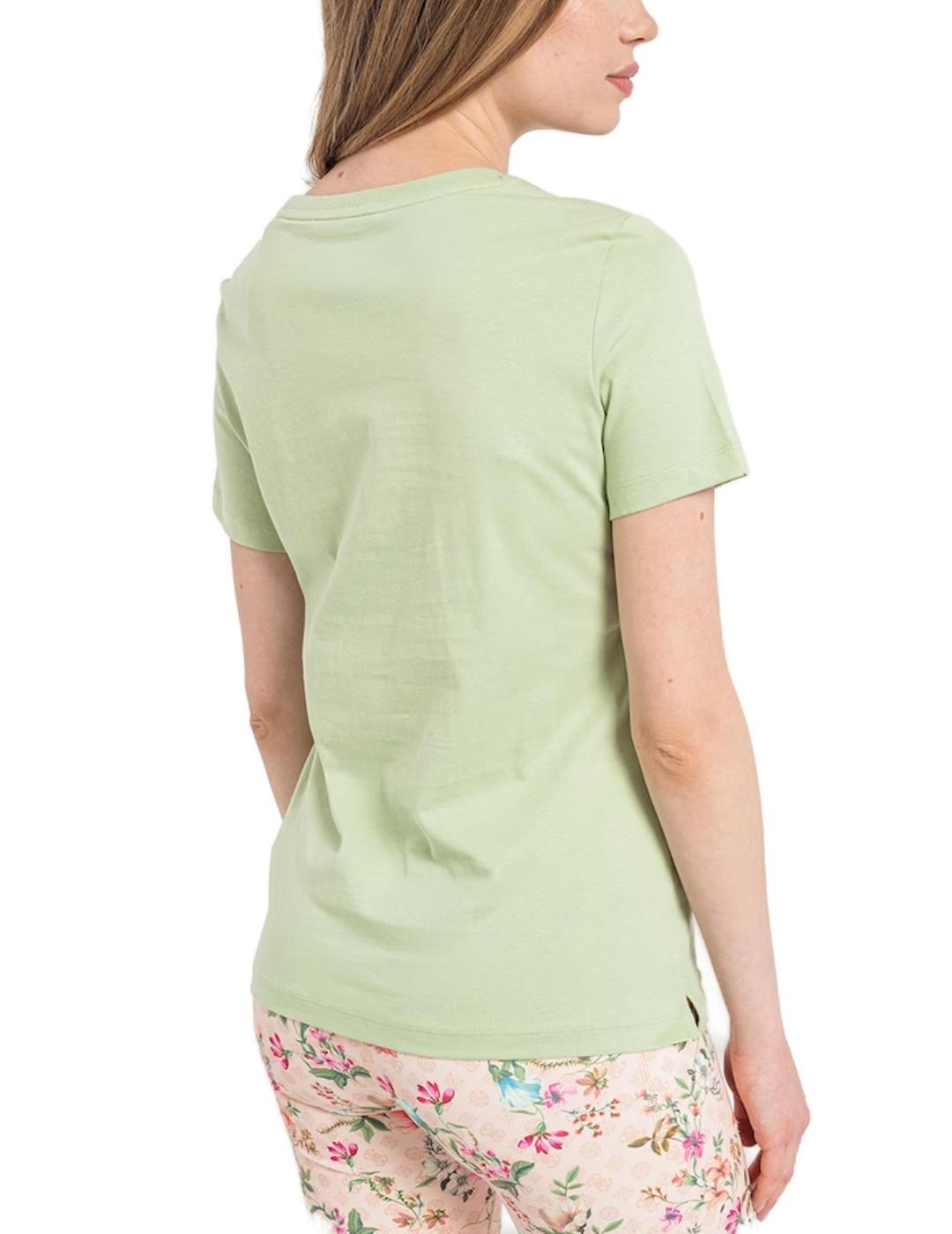 Camiseta Guess Icon verde agua manga corta para mujer