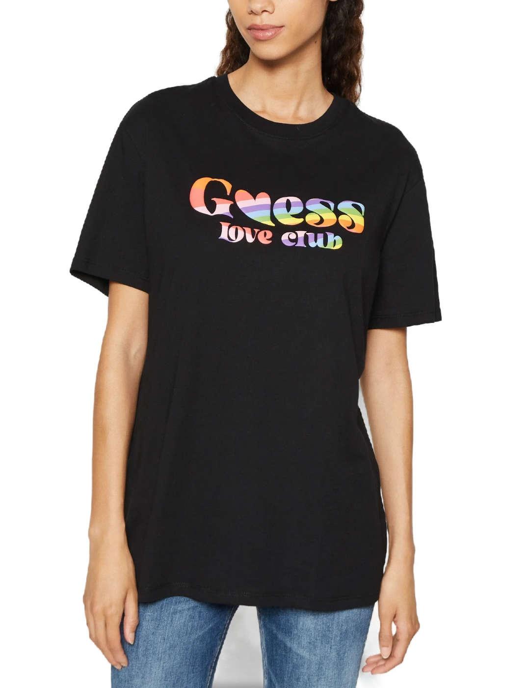 Camiseta Guess Love negro manga corta para mujer