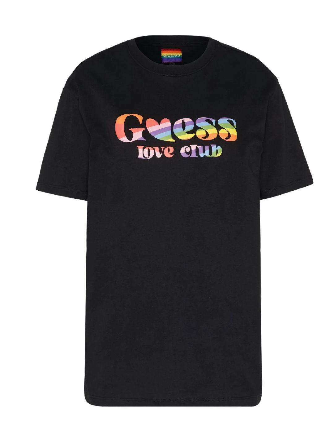 Camiseta Guess Love negro manga corta para mujer