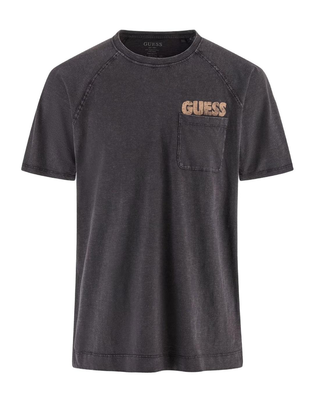 Camiseta Guess Embroidered azul oscuro manga corta de hombre