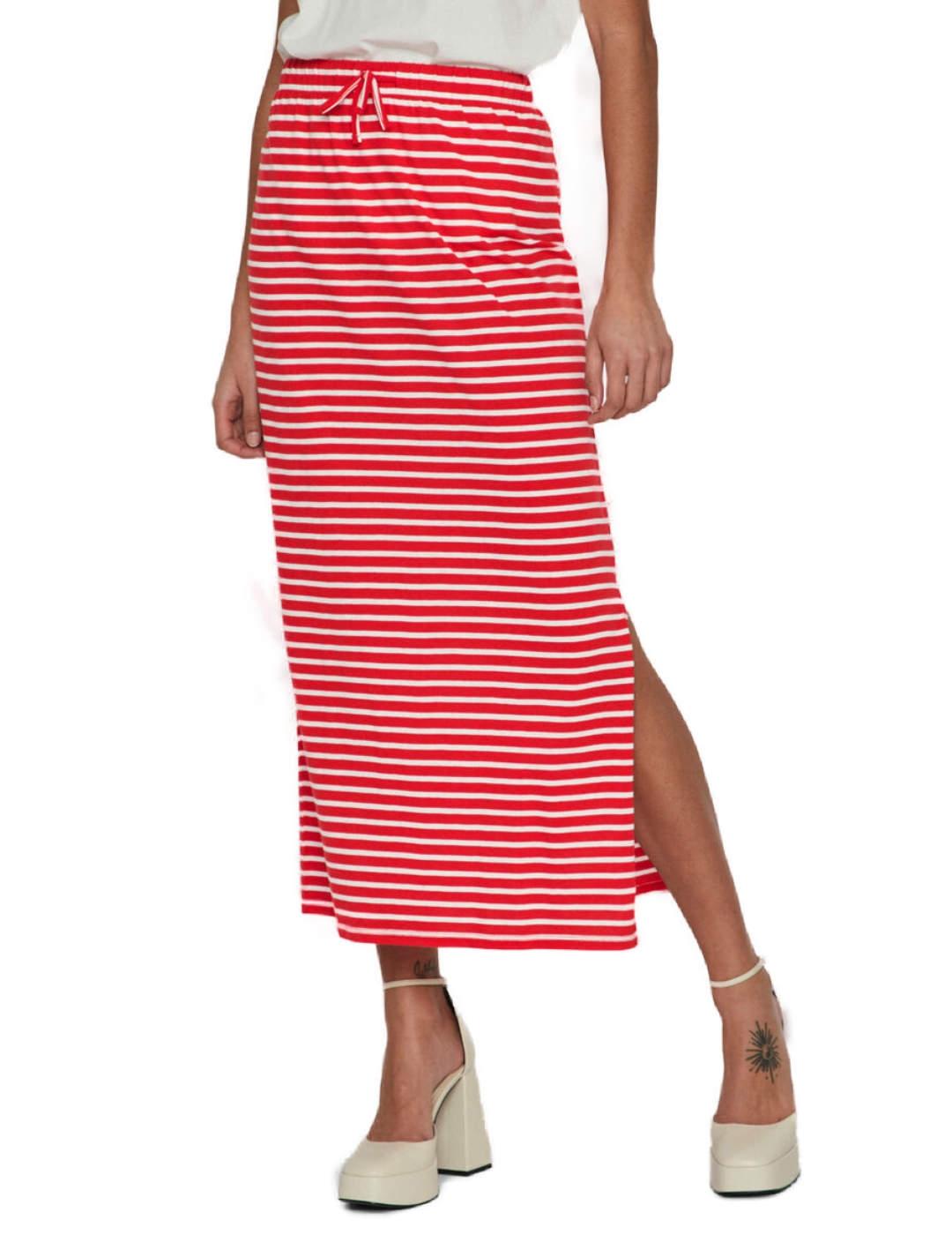 Falda Vila Darling maxi rayas rojas y blancas de mujer