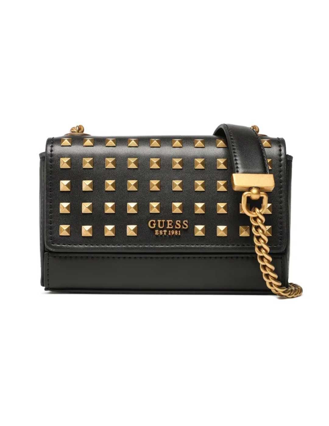Bolso Guess Iseline mini negro tachuelas para mujer