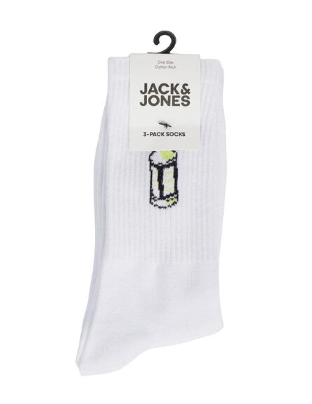 Calcetines Jack&Jones Rock pack3 blancos altos hombre
