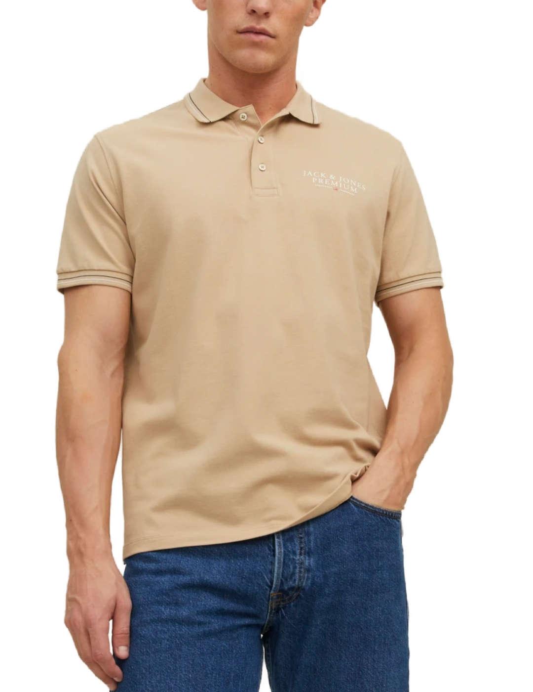 Polo Jack&Jones Archie beige manga corta para hombre