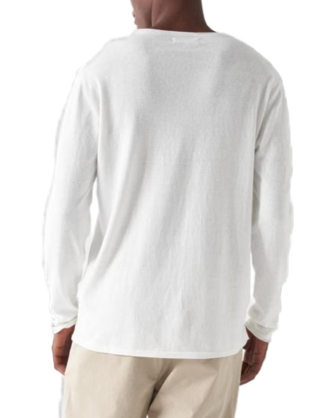 Jersey Salsa blanco punto fino cuello redondo de hombre