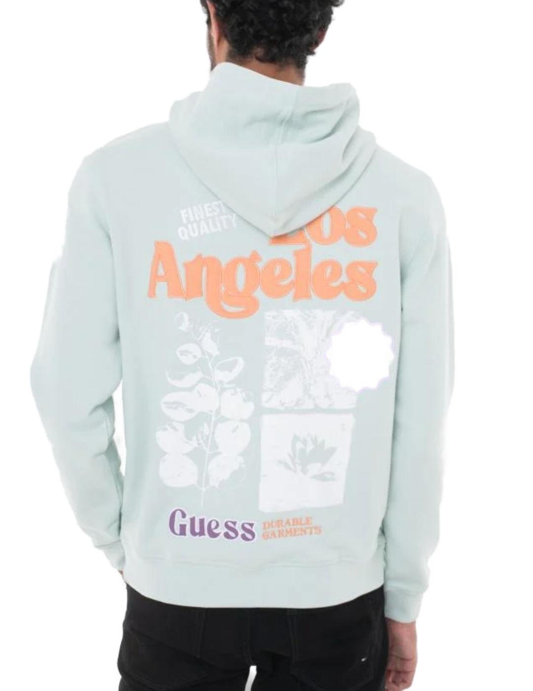 Sudadera Guess Los Angeles verde menta capucha de hombre