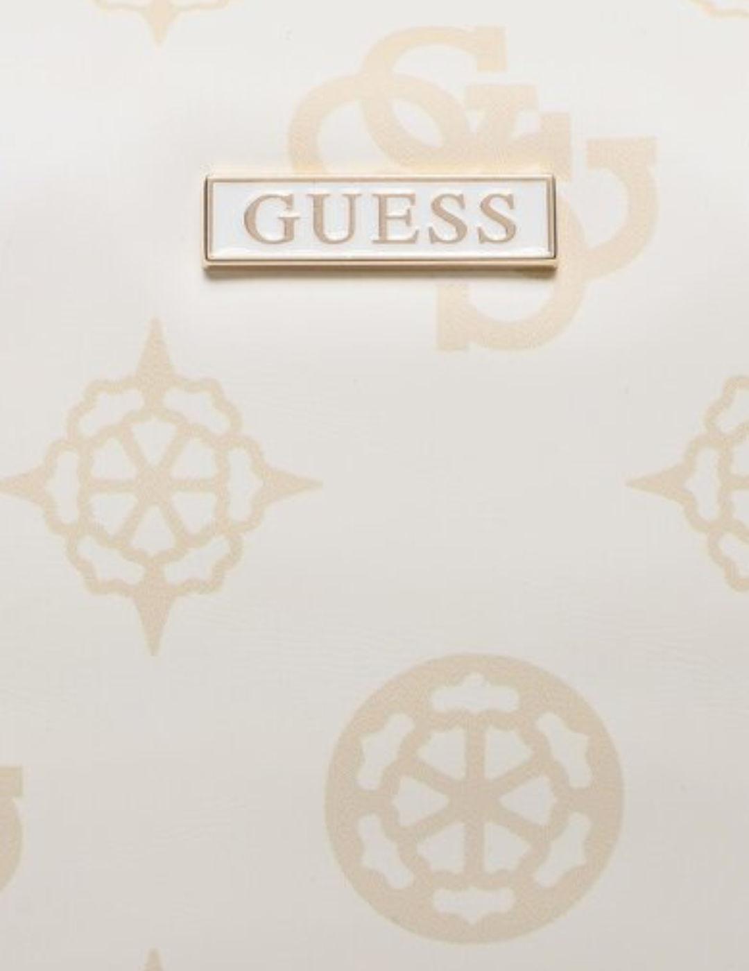 Neceser Guess Top Zip blanco logo para mujer