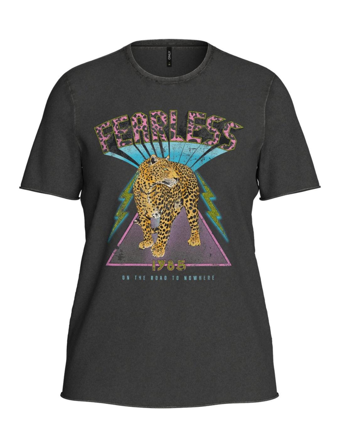 Camiseta Only Lucky gris Fearless gris jaspedao de mujer