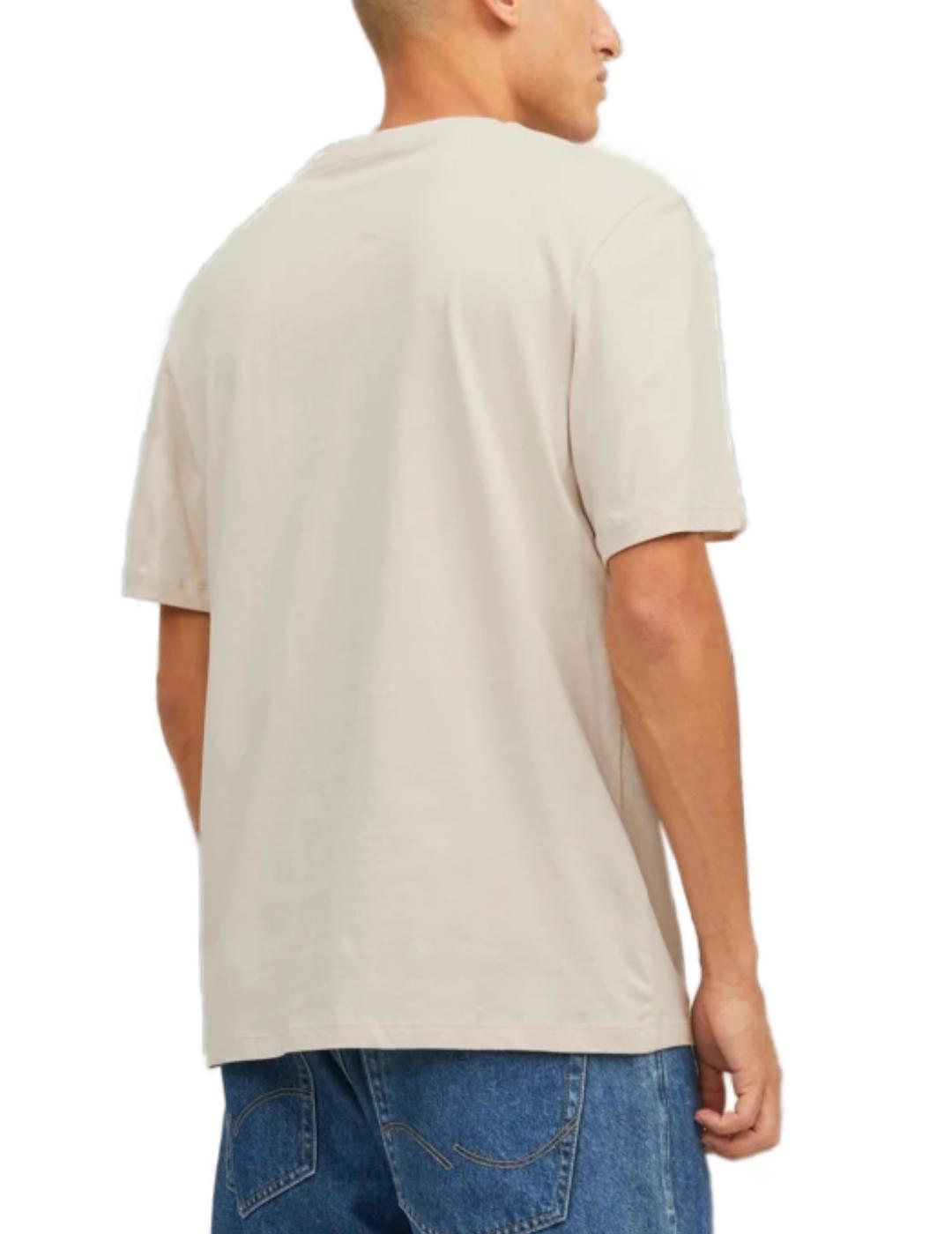 Camiseta Jack&Jones Rafterlife beige manga corta de hombre