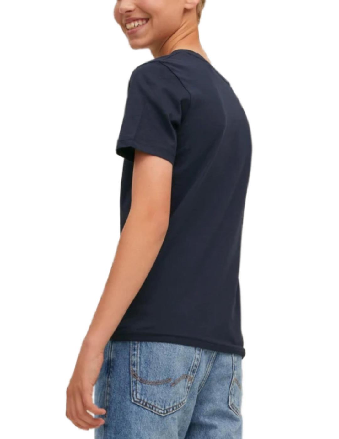 Camiseta Jack&Jones Junior Logan marino manga corta de niño