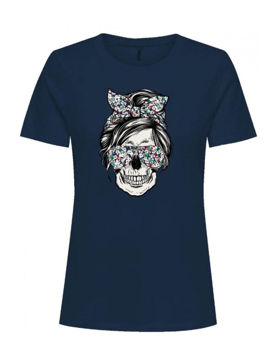 Camiseta Only Stella azul marino manga corta para mujer