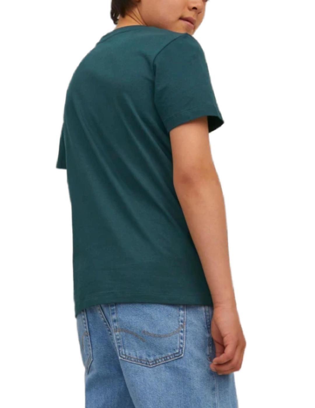 Camiseta Jack&Jones Junior Life verde mnaga corta de niño