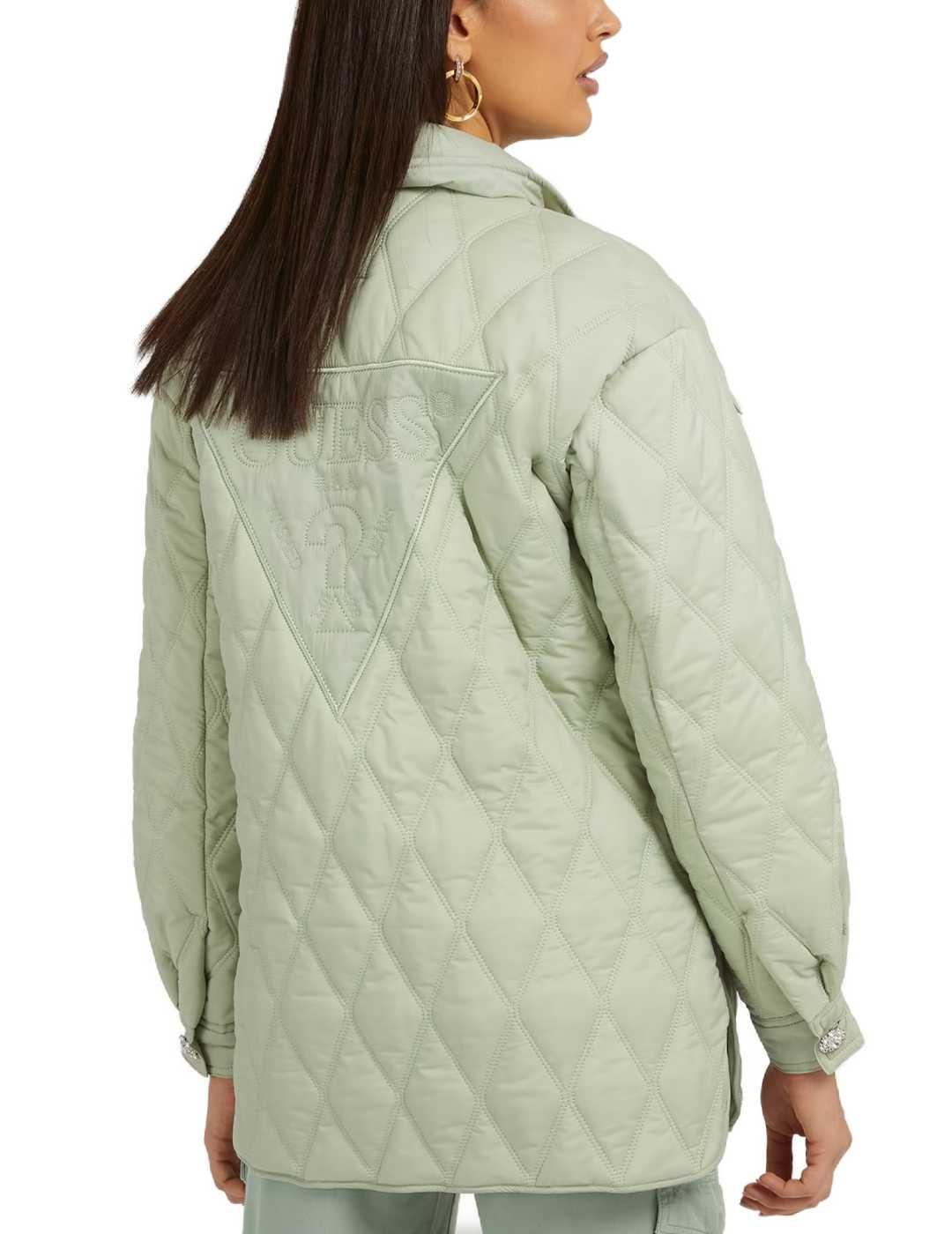 Chaqueta Guess Giorgia verde guateada para mujer