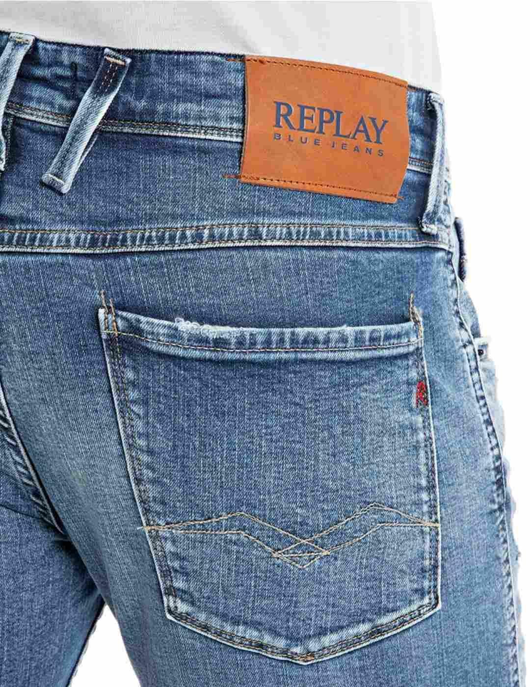 Pantalón vaquero Replay Ambass azul rotos para hombre