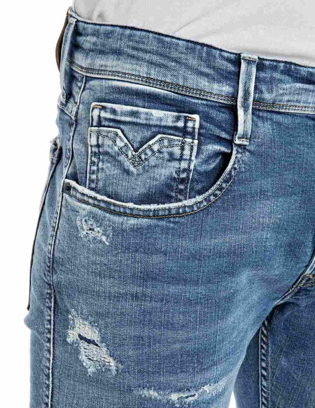 Pantalón vaquero Replay Ambass azul rotos para hombre