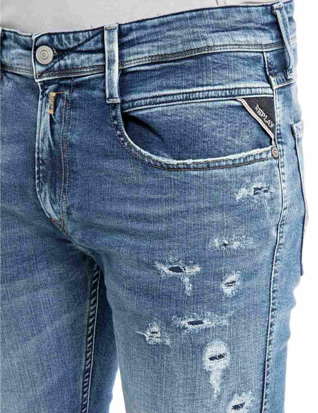 Pantalón vaquero Replay Ambass azul rotos para hombre