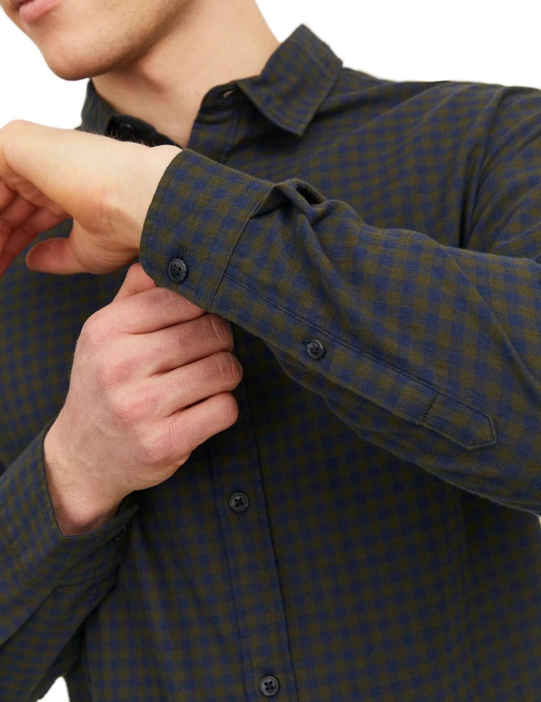 Camisa Jack&Jones Gingham verde cuadros de hombre