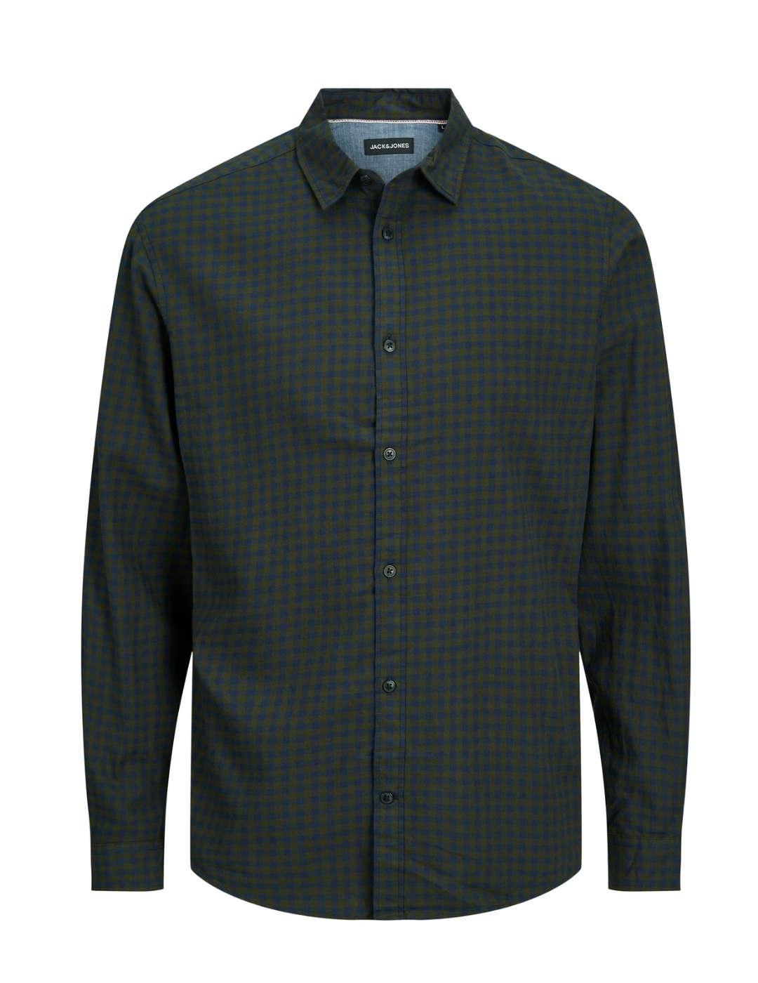 Camisa Jack&Jones Gingham verde cuadros de hombre