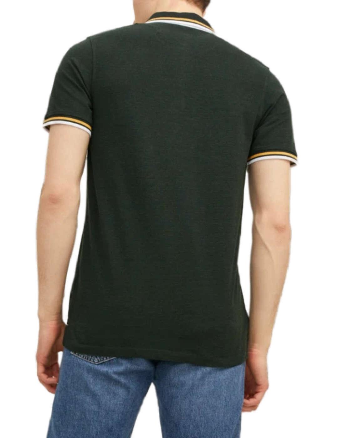 Polo Jack&Jones Paulos verde oscuro manga corta para hombre