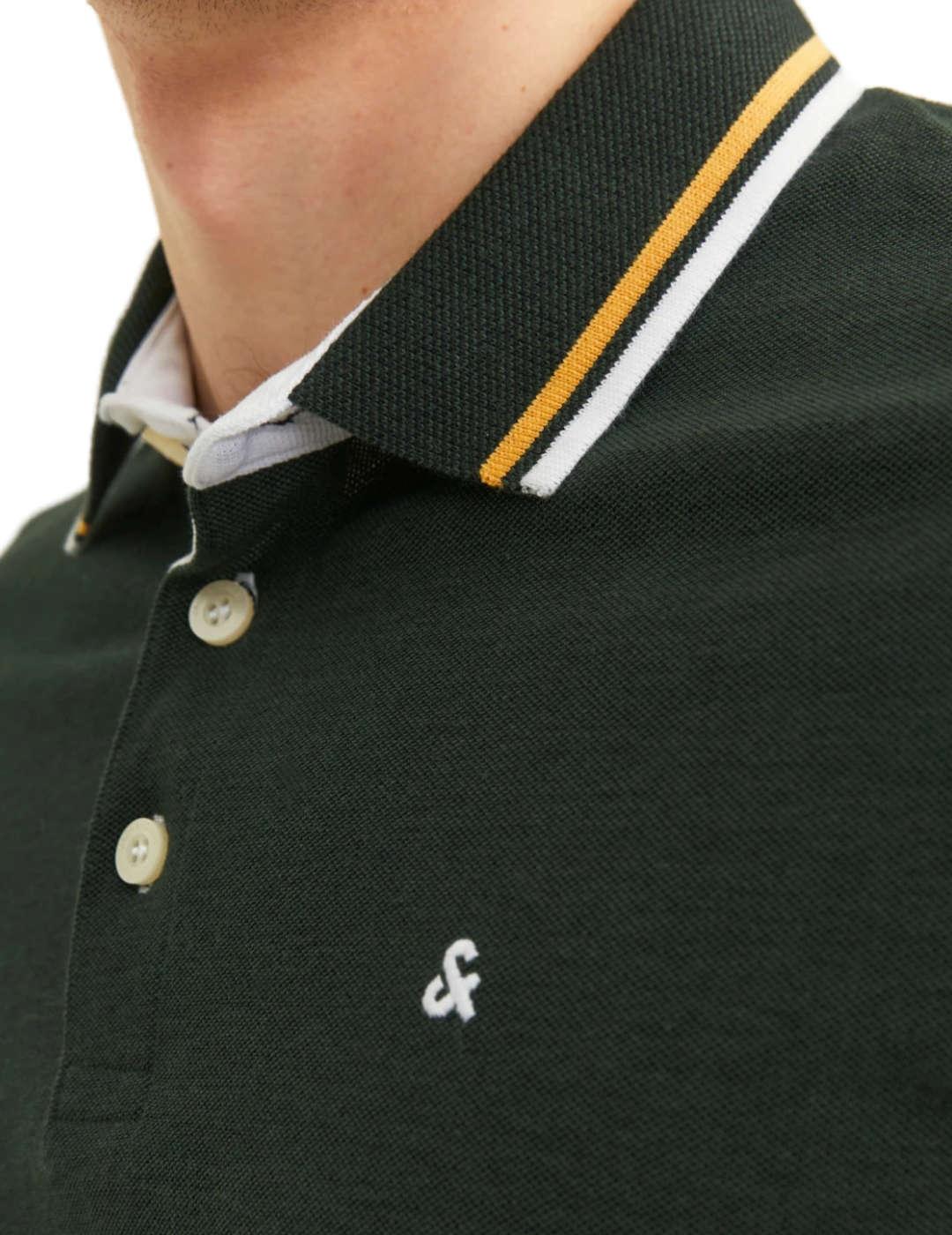 Polo Jack&Jones Paulos verde oscuro manga corta para hombre