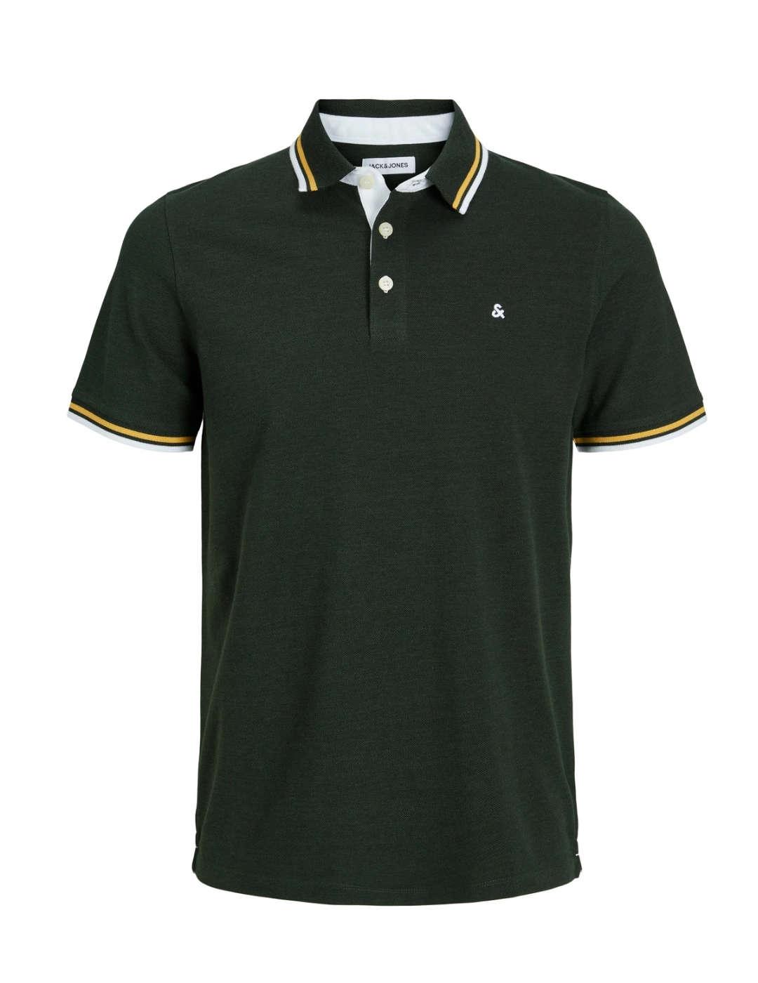 Polo Jack&Jones Paulos verde oscuro manga corta para hombre