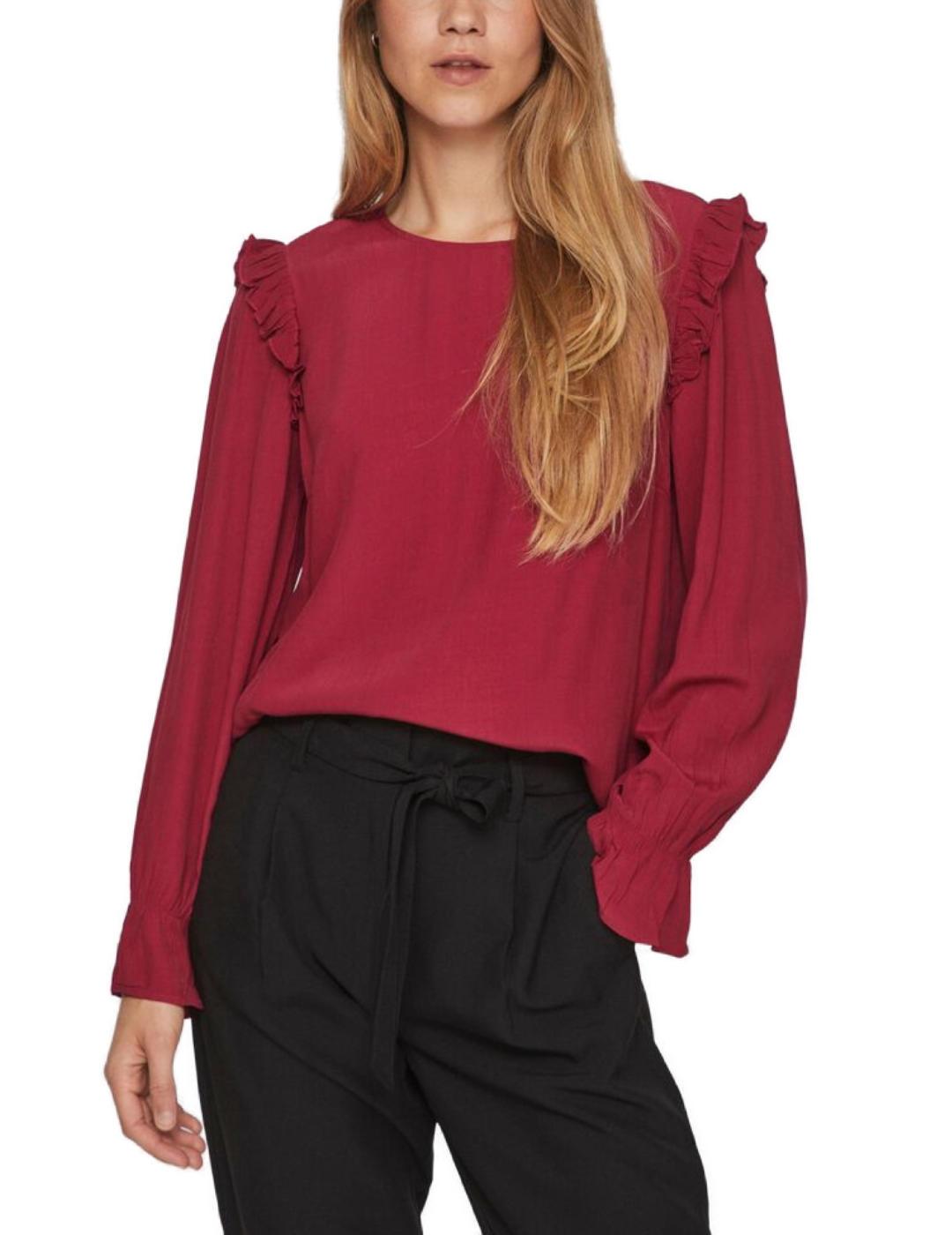 Blusa Vila Fini granate manga larga para mujer