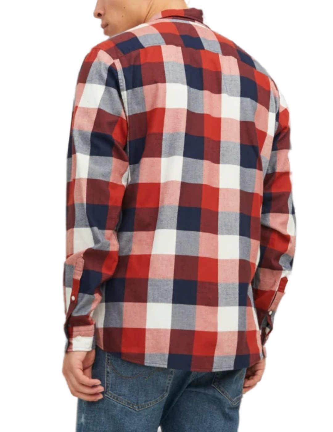 Camisa Jack&Jones Buffalo cuadros granate hombre