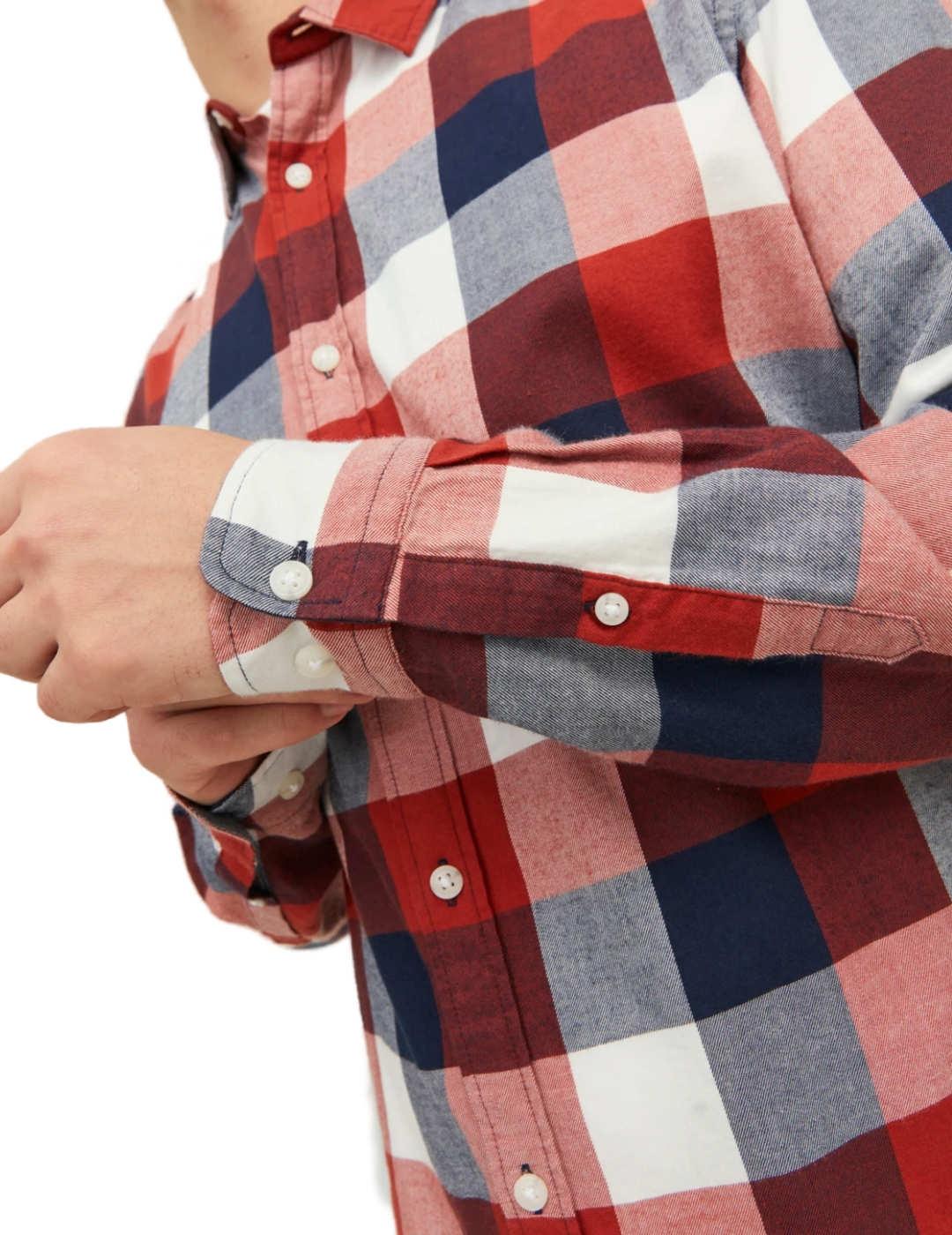 Camisa Jack&Jones Buffalo cuadros granate hombre