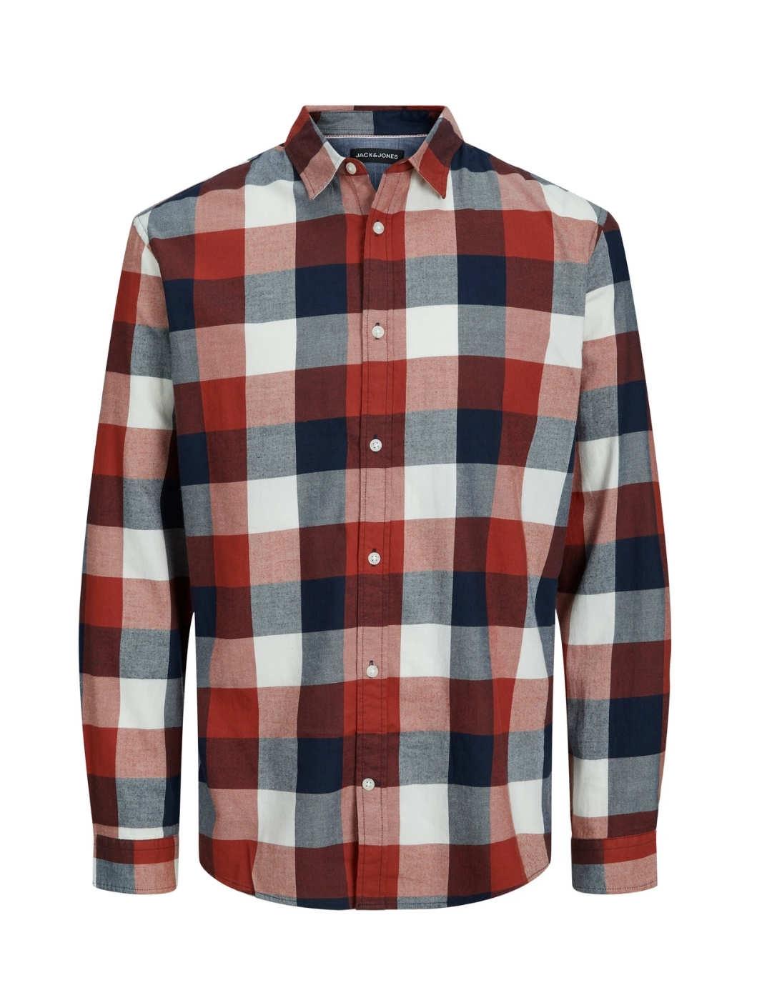 Camisa Jack&Jones Buffalo cuadros granate hombre