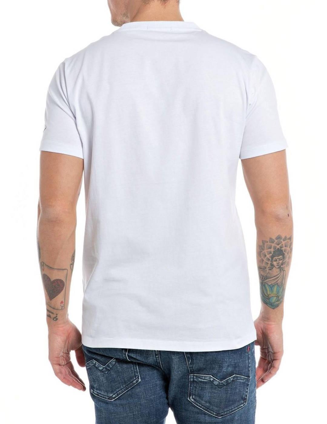 Camiseta Replay blanco perro manga corta para hombre