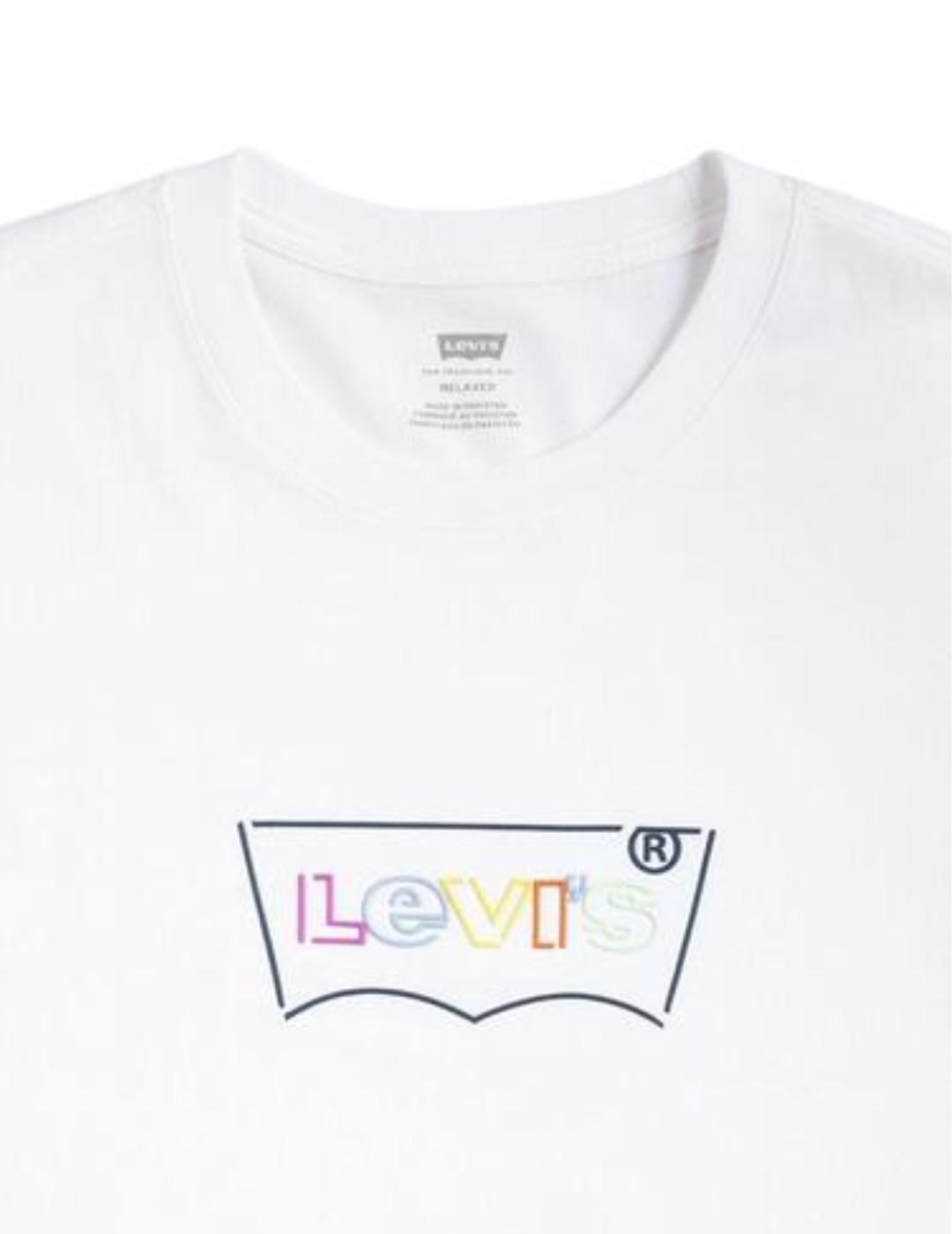 Camiseta Levi's relaxed color blanca logo multicolor hombre