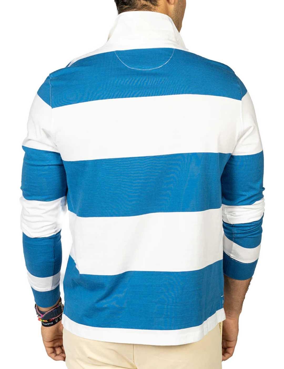 Polo Harper Rugby azul manga larga para hombre