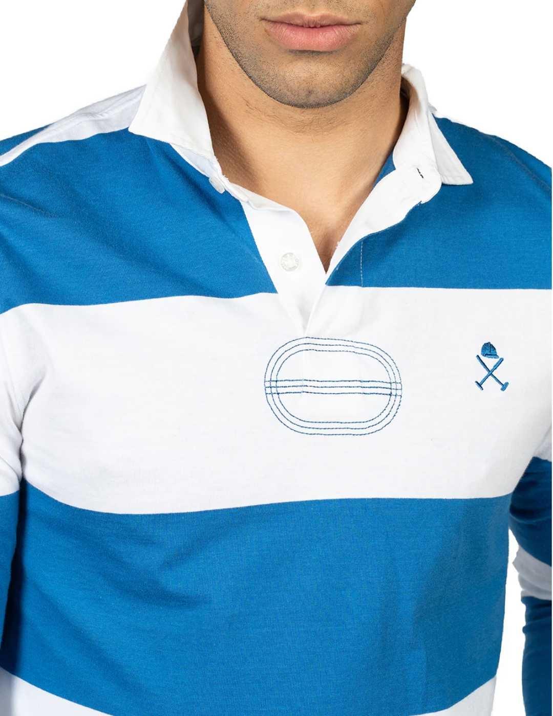 Polo Harper Rugby azul manga larga para hombre