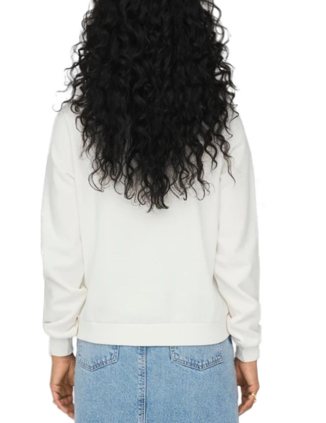 Sudadera Only Ana blanca bordado verde para mujer