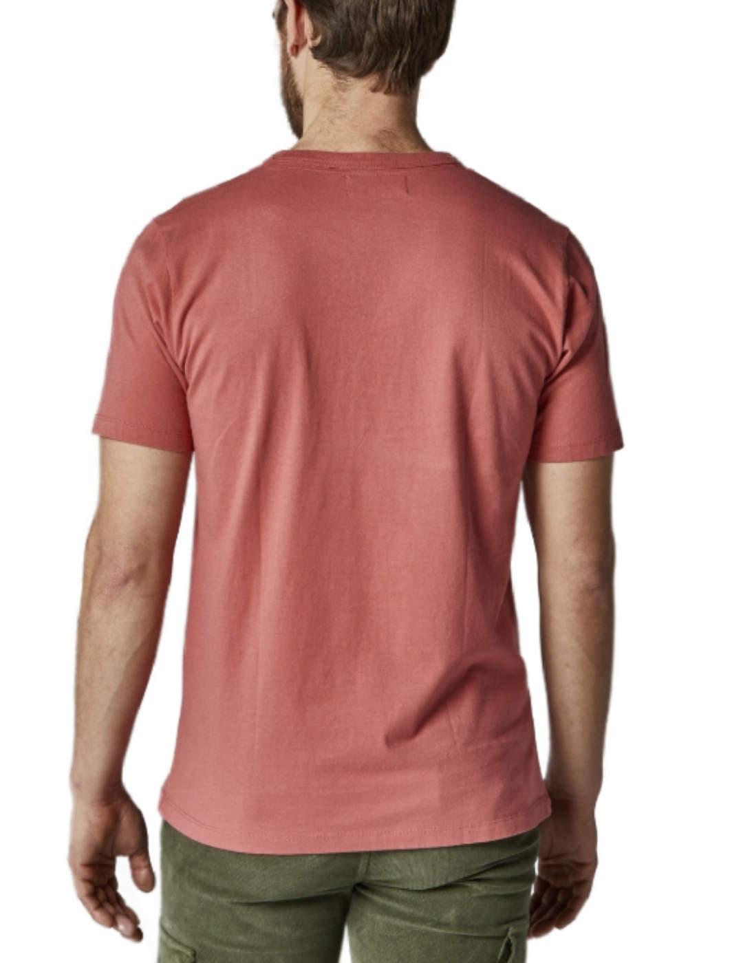 Camiseta Altona naranja  logo azul manga corta para hombre
