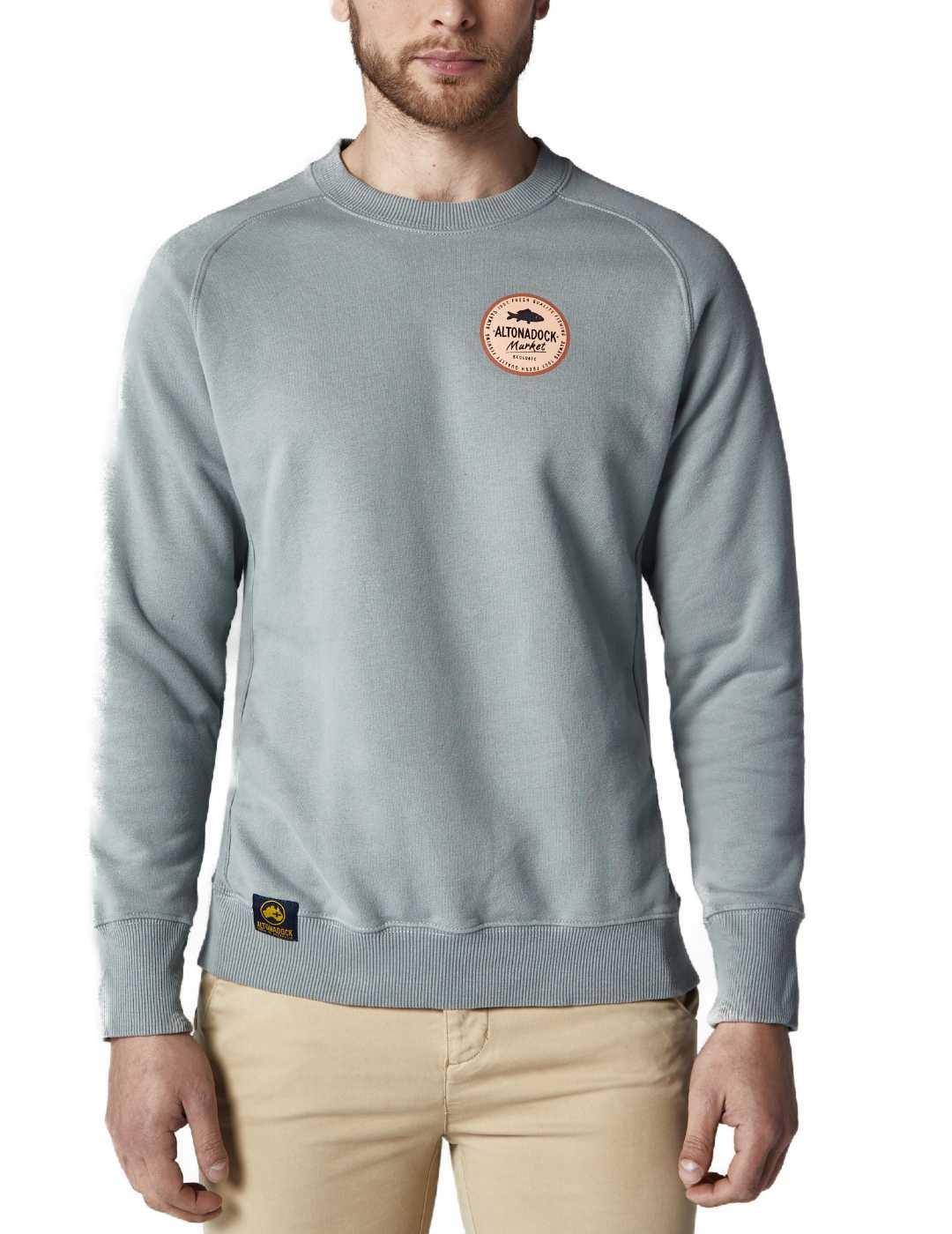 Sudadera Altona verde logo pequeño sin capucha para hombre