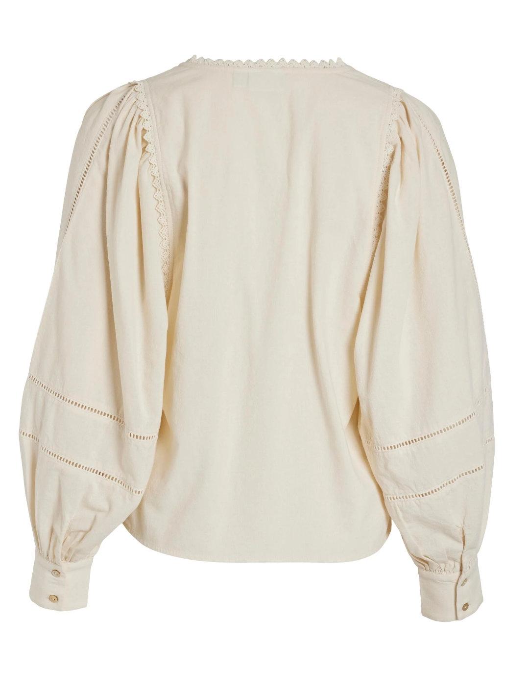 Blusa Vila Belin beige bordados para mujer