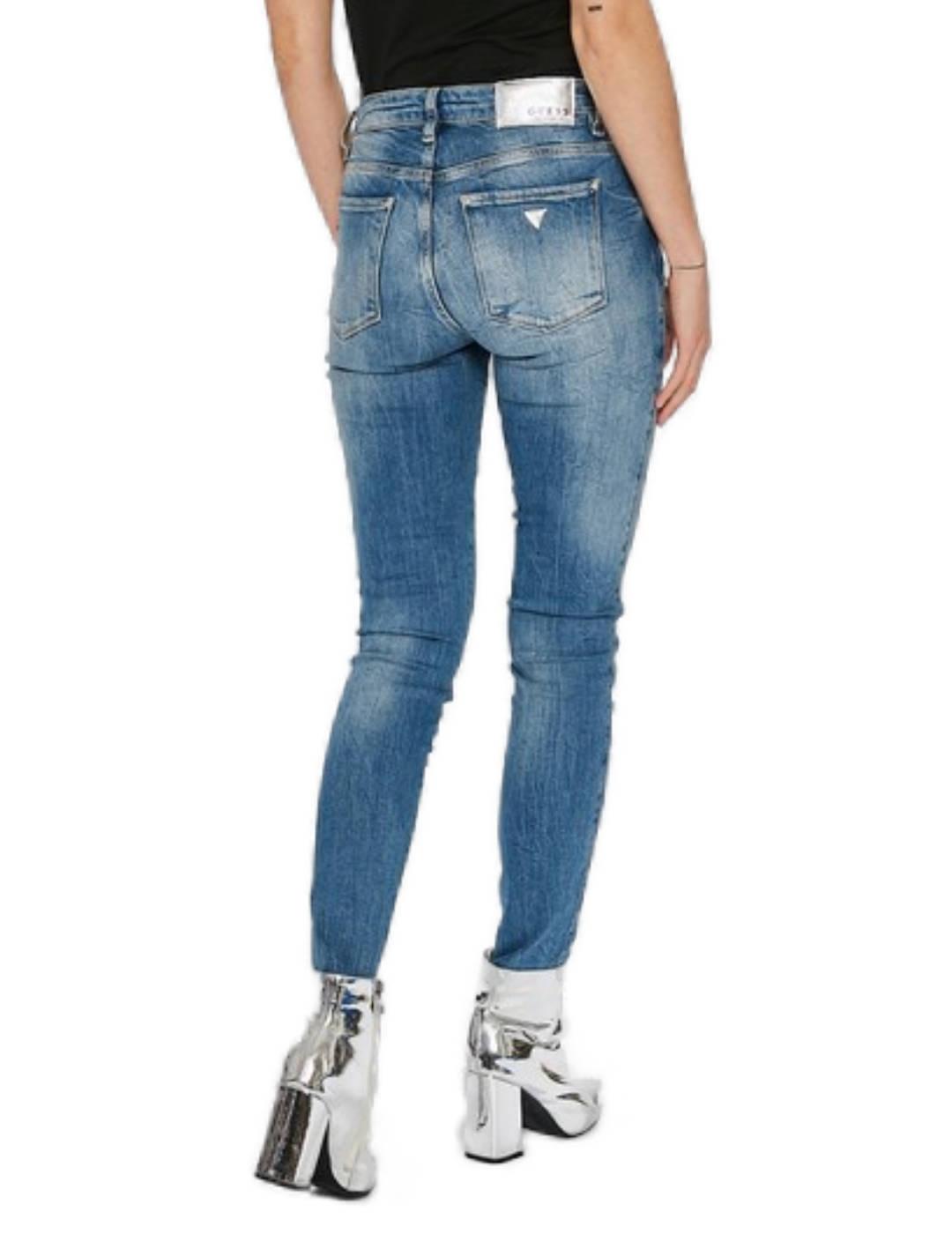 Pantalón vaquero Guess azul strass de mujer