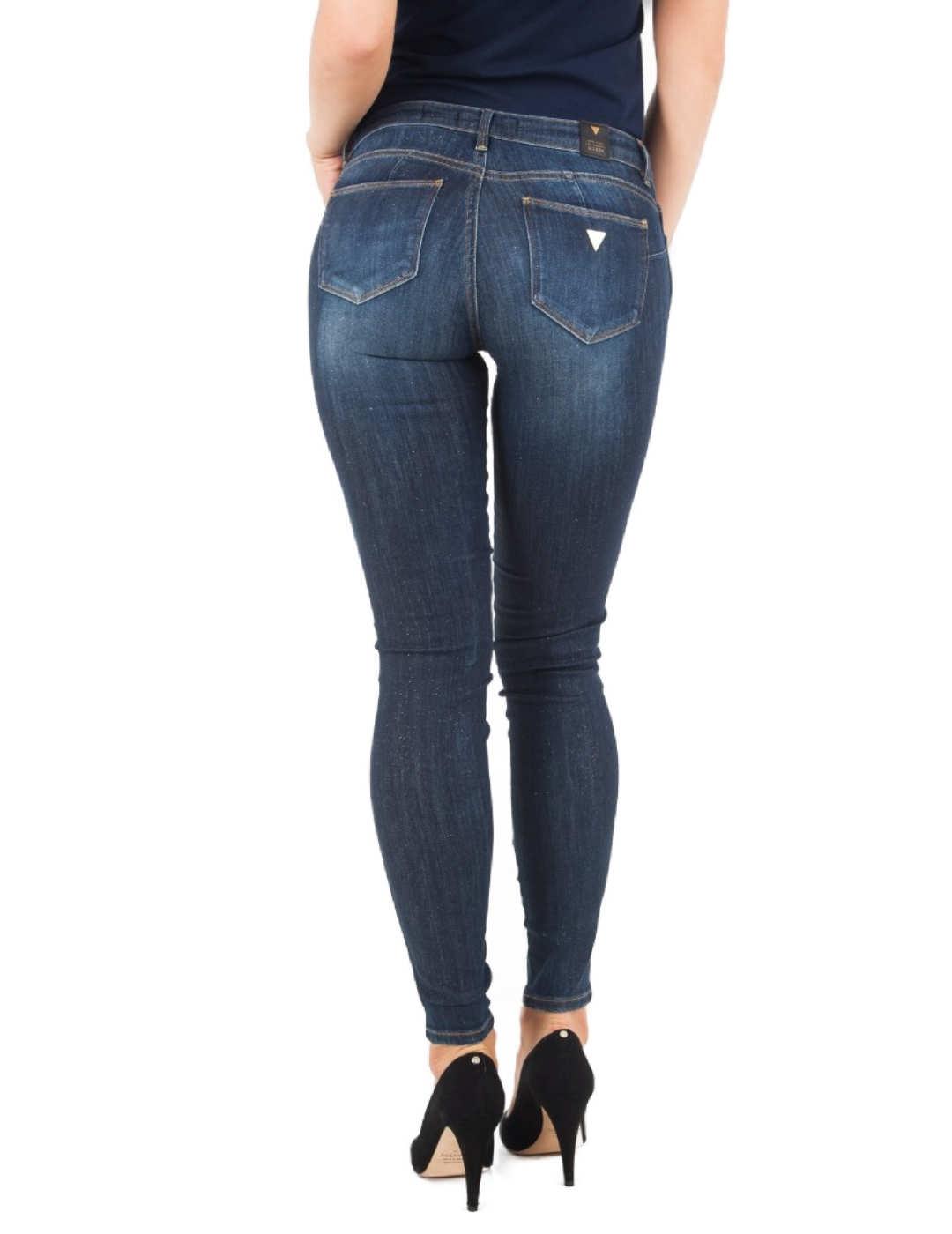 Pantalón vaquero Guess azul purpurina de mujer