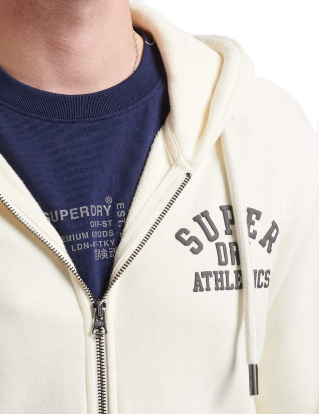 Sudadera Superdry Gym blanco roto letras capucha para hombre