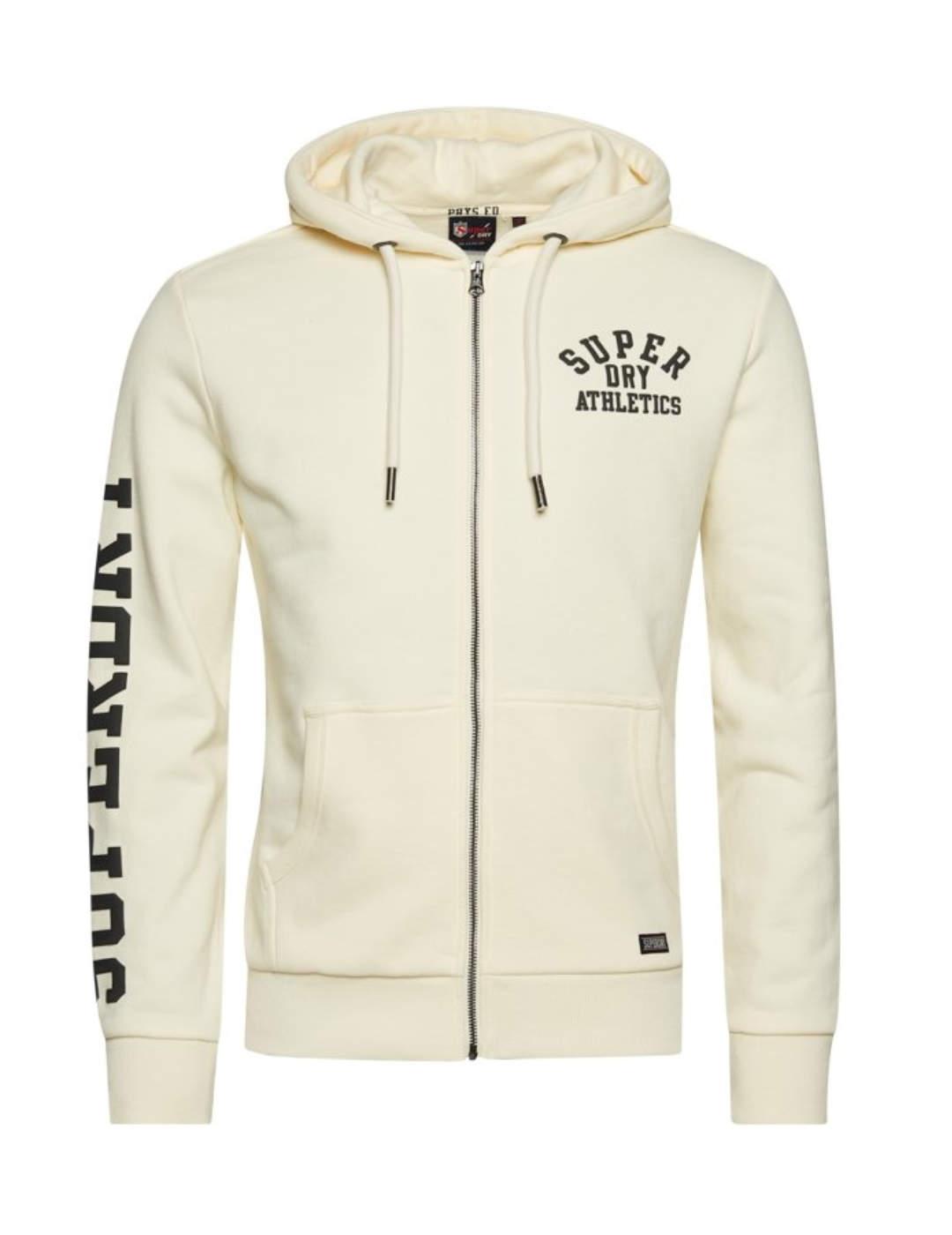 Sudadera Superdry Gym blanco roto letras capucha para hombre