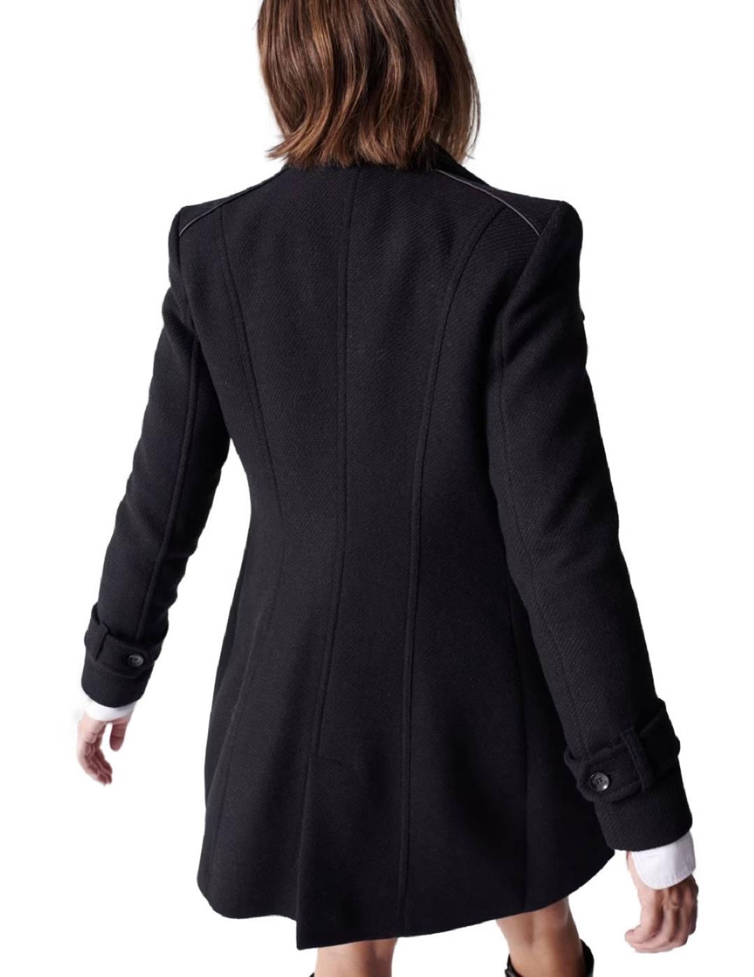 Abrigo Salsa de paño negro de mujer-/df01